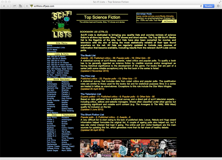 SCI-FI LISTS ORIGINAL WEBSITE